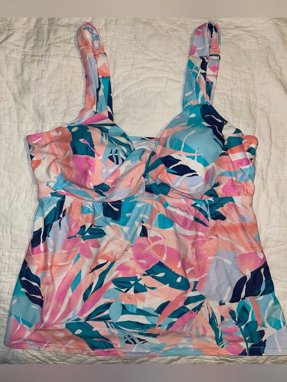 Women’s Tropical Print Swim Tankini Tank Top - 1X